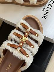 Fortok Celine Shearling-trimmed Leather Sandals  - 5