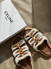 Fortok Celine Shearling-trimmed Leather Sandals  - 4