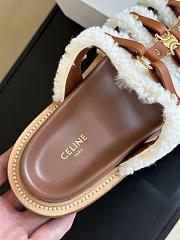 Fortok Celine Shearling-trimmed Leather Sandals  - 2