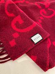Fortok Gucci Cashmere GG Logo Scarf in Red 35x190cm - 4