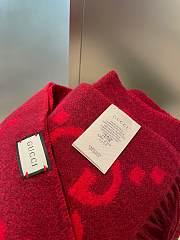 Fortok Gucci Cashmere GG Logo Scarf in Red 35x190cm - 3