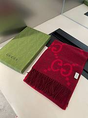 Fortok Gucci Cashmere GG Logo Scarf in Red 35x190cm - 5