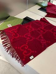 Fortok Gucci Cashmere GG Logo Scarf in Red 35x190cm - 2