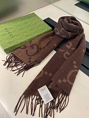 Fortok Gucci Cashmere GG Logo Scarf in Brown 35x190cm - 1