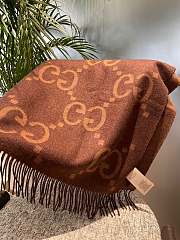 Fortok Gucci Cashmere GG Logo Scarf in Brown 35x190cm - 6