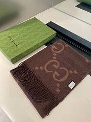 Fortok Gucci Cashmere GG Logo Scarf in Brown 35x190cm - 3