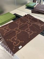 Fortok Gucci Cashmere GG Logo Scarf in Brown 35x190cm - 4