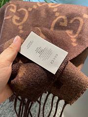 Fortok Gucci Cashmere GG Logo Scarf in Brown 35x190cm - 2