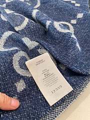 Fortok Gucci Cashmere GG Logo Scarf in Blue 35x190cm - 6