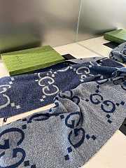 Fortok Gucci Cashmere GG Logo Scarf in Blue 35x190cm - 4