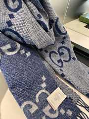 Fortok Gucci Cashmere GG Logo Scarf in Blue 35x190cm - 2