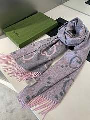 Fortok Gucci Cashmere GG Logo Scarf in Pink&Grey 35x190cm - 1