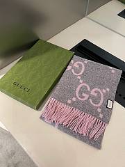 Fortok Gucci Cashmere GG Logo Scarf in Pink&Grey 35x190cm - 6