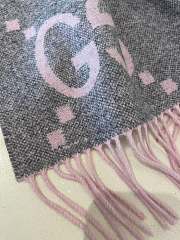 Fortok Gucci Cashmere GG Logo Scarf in Pink&Grey 35x190cm - 5