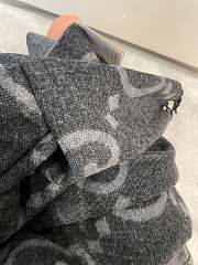 Fortok Gucci Cashmere GG Logo Scarf in Grey&Black 35x190cm - 6