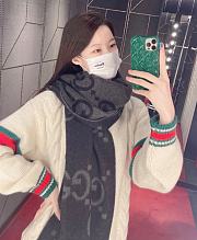 Fortok Gucci Cashmere GG Logo Scarf in Grey&Black 35x190cm - 4