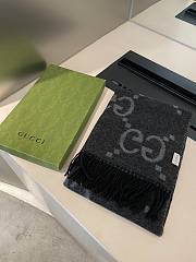Fortok Gucci Cashmere GG Logo Scarf in Grey&Black 35x190cm - 3