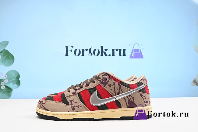 Fortok Nike SB Dunk Low Freddy 313170-202 Red Brown Camouflage Sneakers - 1