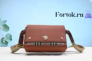 Fortok Burberry Vintage Check and Leather Note Crossbody Bag in Tan 25cm - 1
