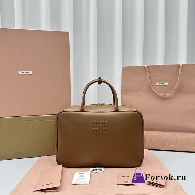 Fortok MiuMiu Leather Top-handle Bag in Brown 35x13x23cm - 1