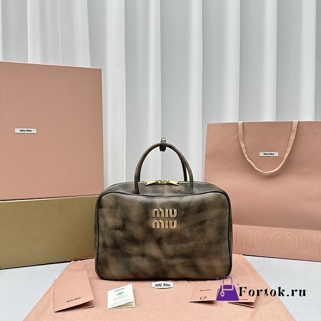 Fortok MiuMiu Nappa Leather Top-handle Bag in Sand&Coffee 35x13x23cm - 1