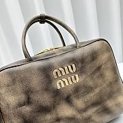 Fortok MiuMiu Nappa Leather Top-handle Bag in Sand&Coffee 35x13x23cm - 6