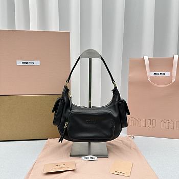 Fortok MiuMiu Gargo Hobo Bag in Black 21x6x12cm