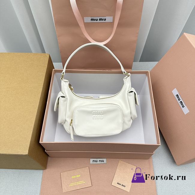 Fortok MiuMiu Gargo Hobo Bag in White 21x6x12cm - 1