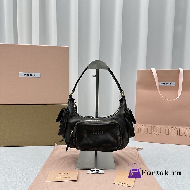Fortok MiuMiu Gargo Hobo Bag in Sand/Coffee 21x6x12cm - 1
