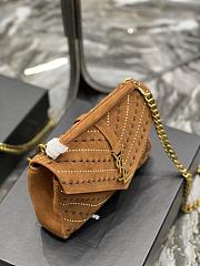 Fortok Saint Laurent Monogram College Suede Shoulder Bag In Dk Cookie 24x17x6cm - 5