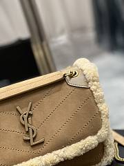 Fortok Saint Laurent Niki Monogram Nubuck & Shearling Shoulder Bag 22×16.5×12cm - 3