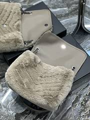 Fortok Saint Laurent Niki Shearling Shoulder Bag in Beige 28×20.5×8.5cm - 6