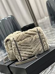 Fortok Saint Laurent Niki Shearling Shoulder Bag in Beige 28×20.5×8.5cm - 3