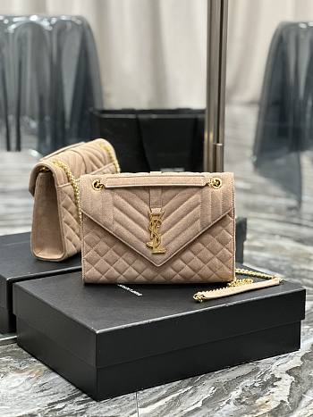 Fortok Ysl Medium Envelope In Suede Light Pink 487206 24×17.5×6cm