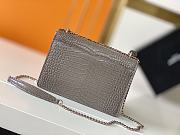 Fortok Saint Laurent Sunset Chain Wallet Crocodile Embossed Shiny Gray 22cm - 5