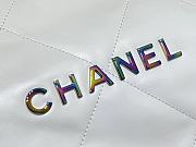 Fortok Chanel 22 Shiny Calfskin, Rainbow Metal White Bag AS3260 35x37x7cm - 3