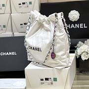 Fortok Chanel 22 Shiny Calfskin, Rainbow Metal White Bag AS3260 35x37x7cm - 4