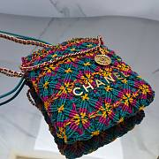 Fortok Chanel Mini 22 Bag Multicolor Macrame Calfskin Gold Hardware 20x19x6cm - 5