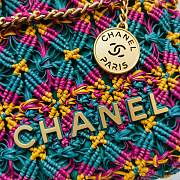 Fortok Chanel Mini 22 Bag Multicolor Macrame Calfskin Gold Hardware 20x19x6cm - 4