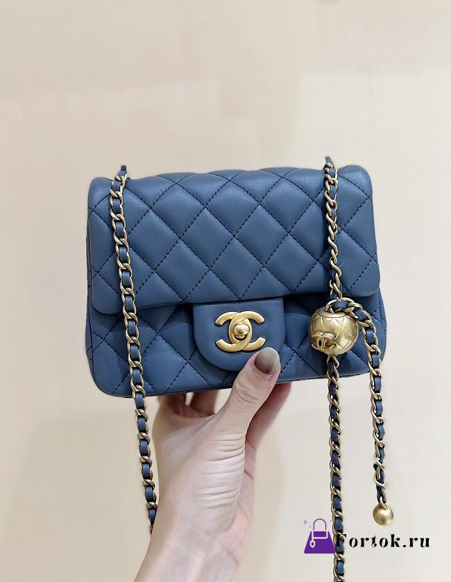 Fortok Chanel 23K Flap Bag in Dark Blue AS1786 17cm - 1