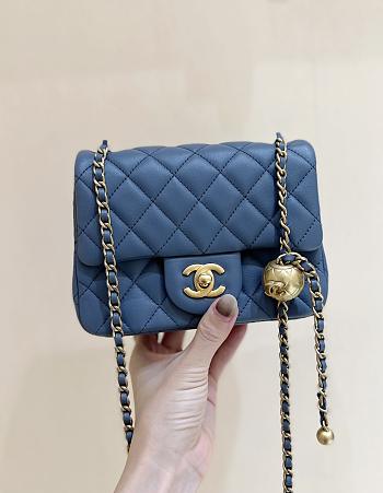 Fortok Chanel 23K Flap Bag in Dark Blue AS1786 17cm