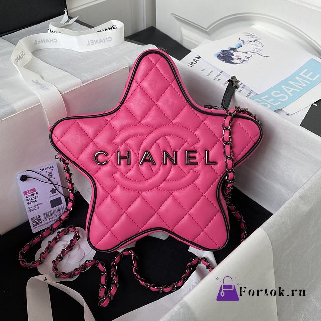 Fortok Chanel Star Handbag in Dark Pink 22.5×22.5×6cm - 1