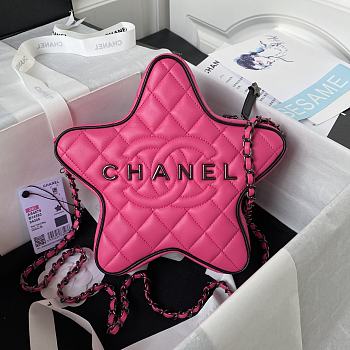 Fortok Chanel Star Handbag in Dark Pink 22.5×22.5×6cm