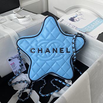 Fortok Chanel Star Handbag in Blue 22.5×22.5×6cm