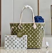 Louis Vuitton Neverfull MM Monogram embossed Leather Kaki Green/Pink/White M46102 31x28x14cm - 1