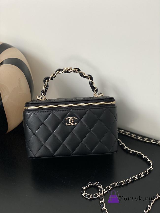 Fortok Chanel 23K Black Sheepskin Top-Handle Bag AP331503409 16x10x8cm - 1