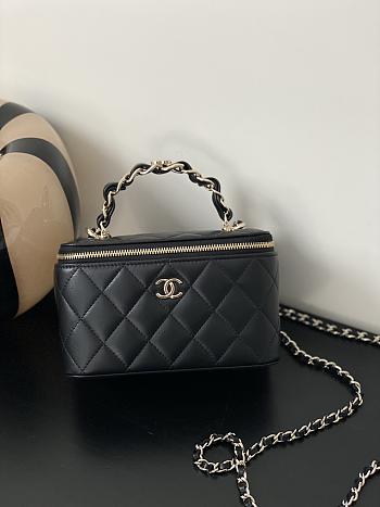 Fortok Chanel 23K Black Sheepskin Top-Handle Bag AP331503409 16x10x8cm