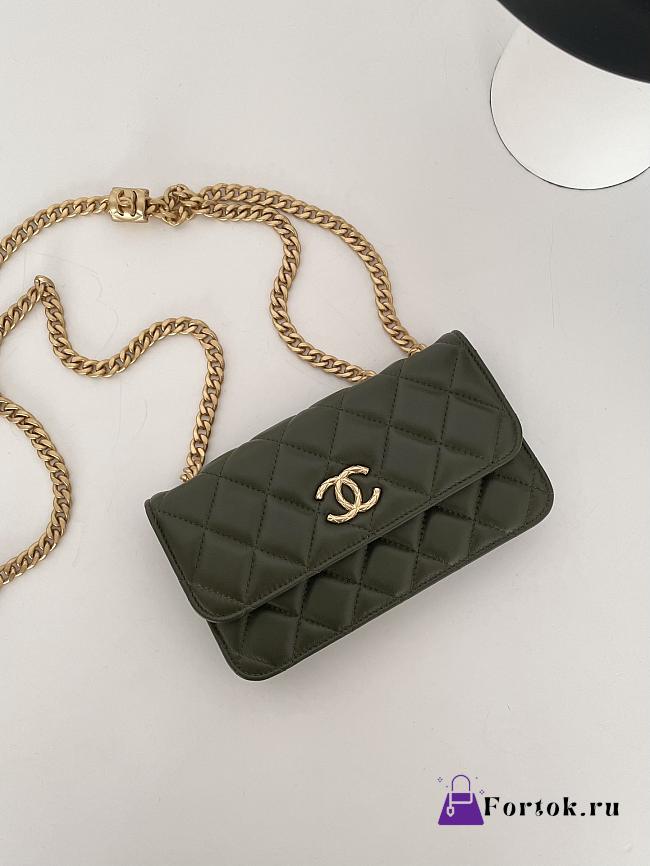 Fortok Chanel 22K Woc Caviar Olive Bag 17x9.5x3cm - 1