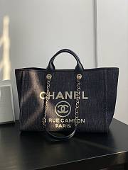 Fortok Chanel Shopping Bag Denim in Black 40x26x15cm - 1