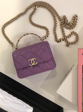 Fortok Chanel 22ss Thick Chain Shoulder Bag in Purple 13×17×6cm